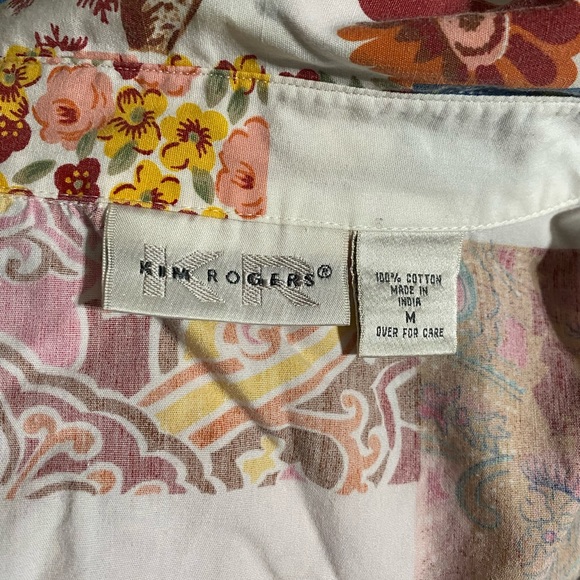 Kim Rogers Women’s Button Up Patchwork Paisley Design Top Size Medium - Picture 15 of 16